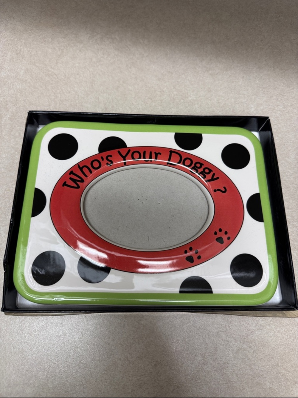 Whos Your Doggy? Polka Dot Photo Frame - Red, Black, Green